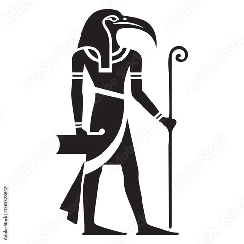 Mysterious Thoth silhouette, guardian of sacred texts - Thoth illustration - Thoth vector - Egyptian god silhouette - Egyptian silhouette

