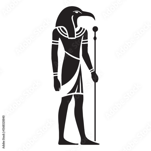 Moonlit Thoth silhouette, watching over the stars - Thoth illustration - Thoth vector - Egyptian god silhouette - Egyptian silhouette

