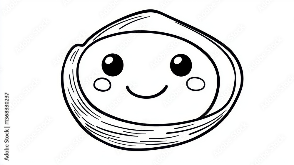 Fototapeta premium Cute Smiling Cartoon Shell Character with Adorable Features
