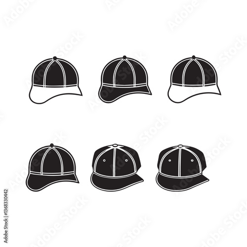 set of baseball caps vector illustration