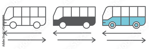 Shuttle bus icon collection, travel and airport, bus vector icon set, vector graphics, editable stroke outline sign, eps 10