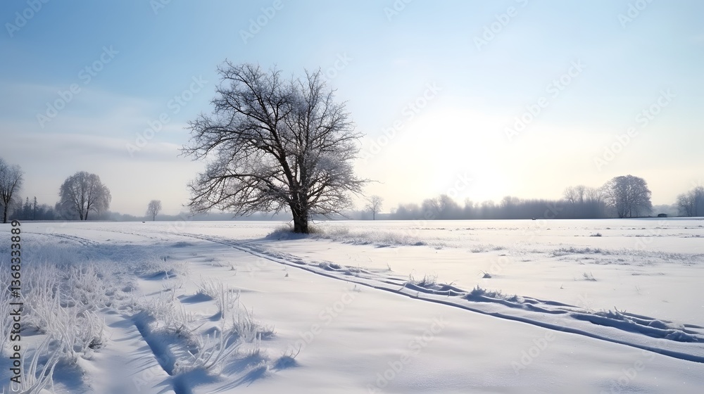 Beautiful Snow Landscape Showcasing an Open Field Under Clear Blue Sky Isolated on a White Background Highlighting Winter's Simplicity Beautiful Snow Landscape Showcasing an Open Field Under Clear Blue Sky Isolated on a White Background Highlighting Winter's Simplicity