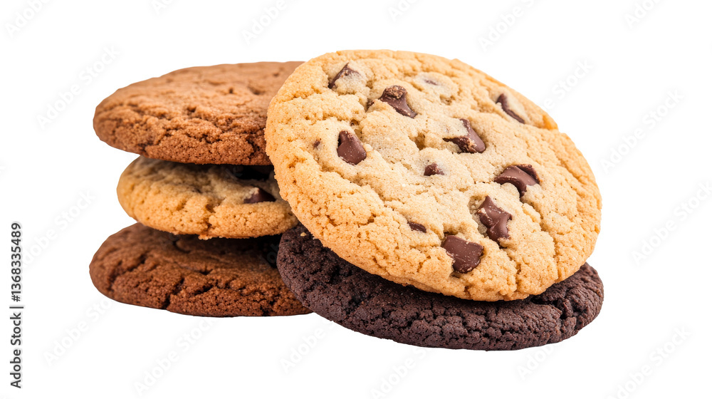 Assorted cookies stack on black background, bakery goods, cut out transparent Assorted cookies stack on black background, bakery goods, cut out transparent