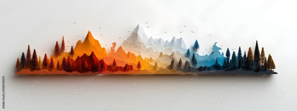 Obraz premium A minimalist abstract landscape representation visualizing the frequency distribution of carbon emissions across different countries around the world