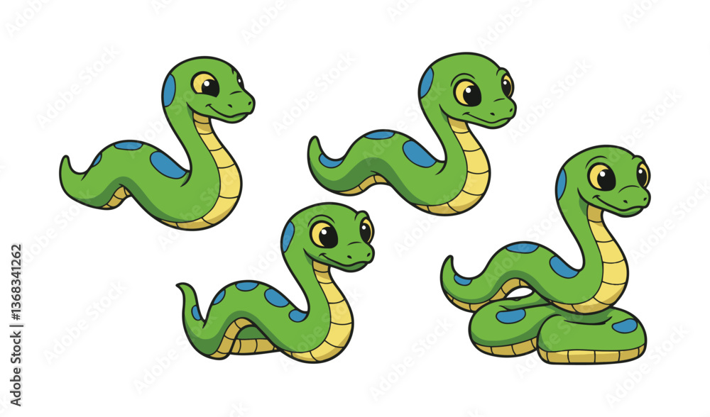 Friendly green snake art tailored to appeal to young learners
Friendly green snake art tailored to appeal to young learners