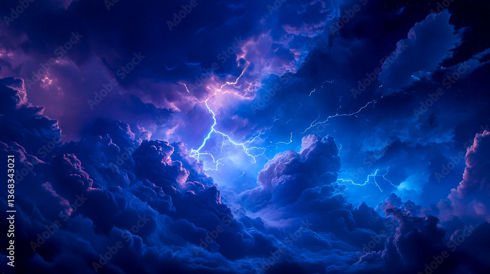 A serene atmosphere is suddenly interrupted as dark, ominous clouds gather, and powerful lightning streaks across the sky, signaling an impending storm. A serene atmosphere is suddenly interrupted as dark, ominous clouds gather, and powerful lightning streaks across the sky, signaling an impending storm.