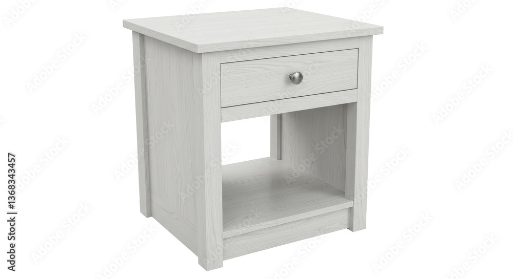 Isolated White Bedside Table with Drawer Isolated White Bedside Table with Drawer