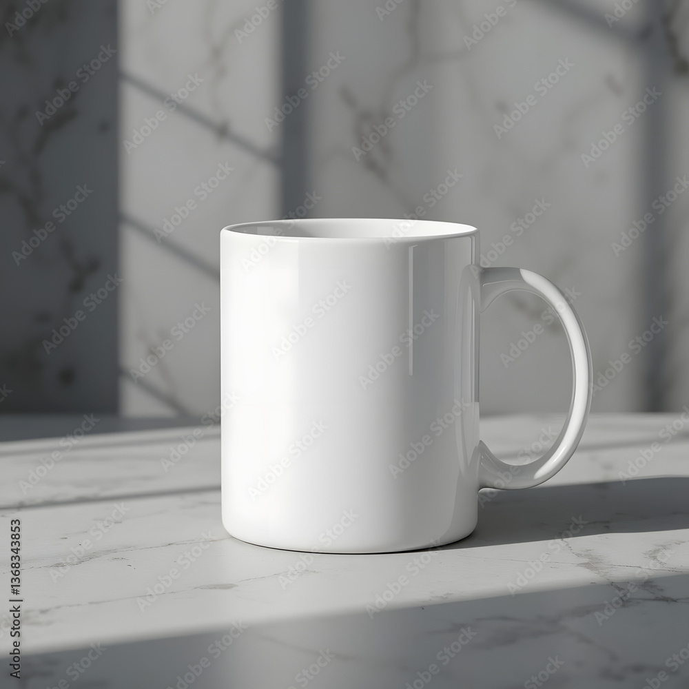 Obraz premium White Ceramic Coffee Mug Mockup – Front View