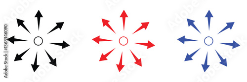 Inward arrow icon vector. Four Arrows icon sign symbol vector. Arrow pointing center vector icon illustration isolated on white background .Vector Illustration .EPS 10 . 