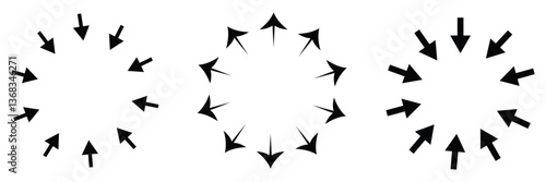 Inward arrow icon vector. Four Arrows icon sign symbol vector. Arrow pointing center vector icon illustration isolated on white background .Vector Illustration .EPS 10 . 