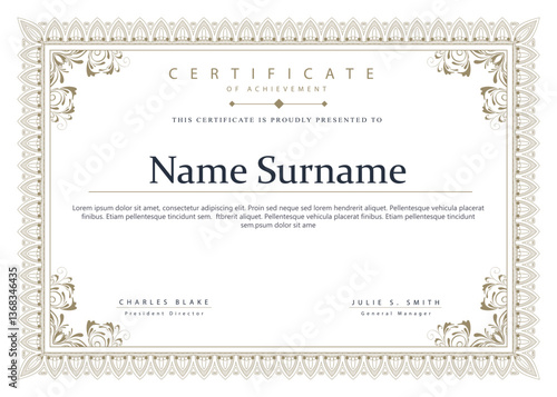 Fotografia certificate of completion template design and eps file.