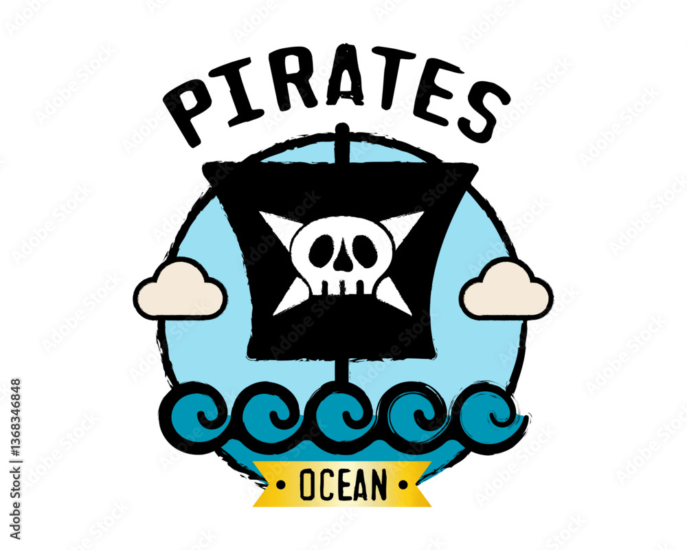Fototapeta premium Pirate Emblem. Logo. Symbol. Adventure and treasure. Vector.