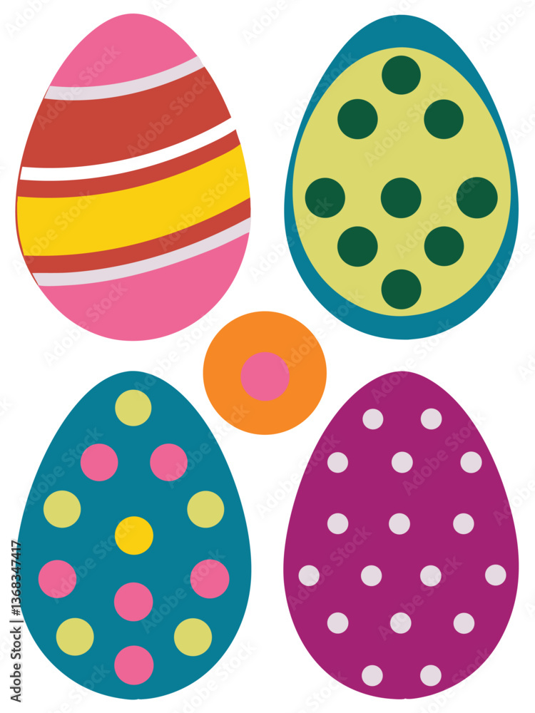 Easter eggs set on white background. Vector illustration for your design 4 eggs Easter eggs set on white background. Vector illustration for your design 4 eggs