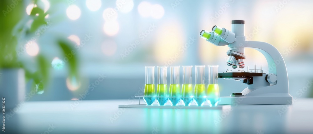 A modern, high-tech research laboratory featuring a sleek, futuristic design with a state-of-the-art digital microscope and other advanced scientific equipment. A modern, high-tech research laboratory featuring a sleek, futuristic design with a state-of-the-art digital microscope and other advanced scientific equipment.