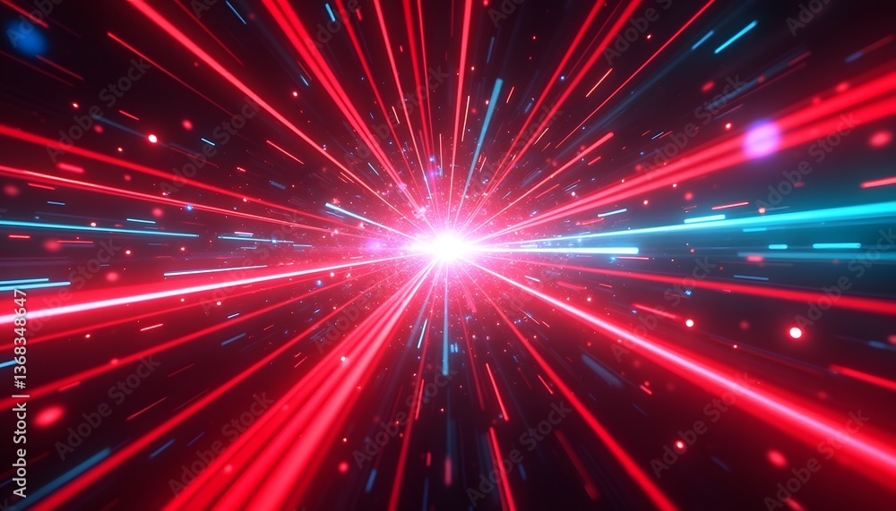 Radiant Red Light Burst with Energy Particles Radiant Red Light Burst with Energy Particles
