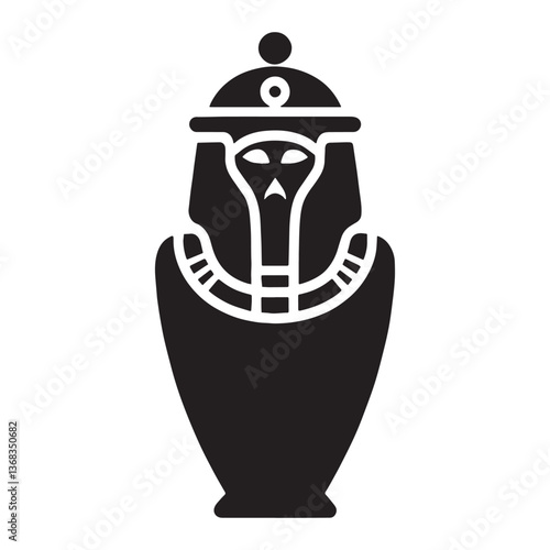 Ceremonial Canopic Jar silhouette, crucial in Egyptian rituals - Canopic Jar illustration - Canopic Jar vector - Egyptian artifact silhouette - Egyptian silhouette

