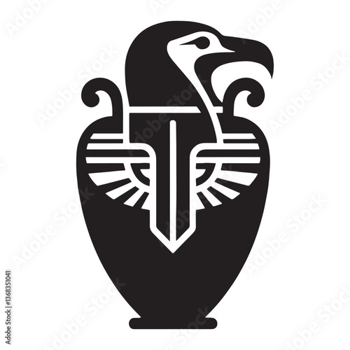 Mystical Canopic Jar silhouette, holding the secrets of embalming - Canopic Jar illustration - Canopic Jar vector - Egyptian artifact silhouette - Egyptian silhouette

