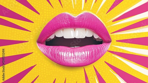 Wallpaper Mural Sexy pink lips speaking with comic style background expressing surprise Torontodigital.ca