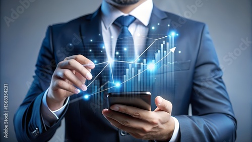 Wallpaper Mural Businessman pressing virtual button on touchscreen Torontodigital.ca