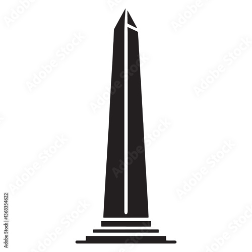 Granite Obelisk silhouette, an indestructible relic of the past - Obelisk illustration - Obelisk vector - Egyptian monument silhouette - Egyptian silhouette