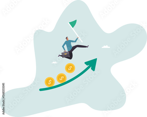 Investment profit and earning, stock market growth or fund flow depend on interest rate and inflation.character for design.
