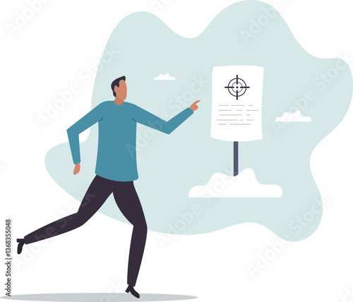 Scope of work, define work to be performed agreement document, plan or strategy in project management, goal and target.character for design.