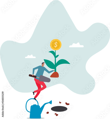 Investing in growth stock, growing pension fund, saving or make profit from retirement fund, growing wealth or investment asset.character for design.