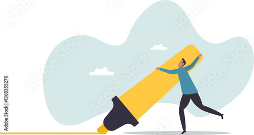 Marker or highlight important information, reminder or note for business message, plan for success, agenda and appointment .character for design.