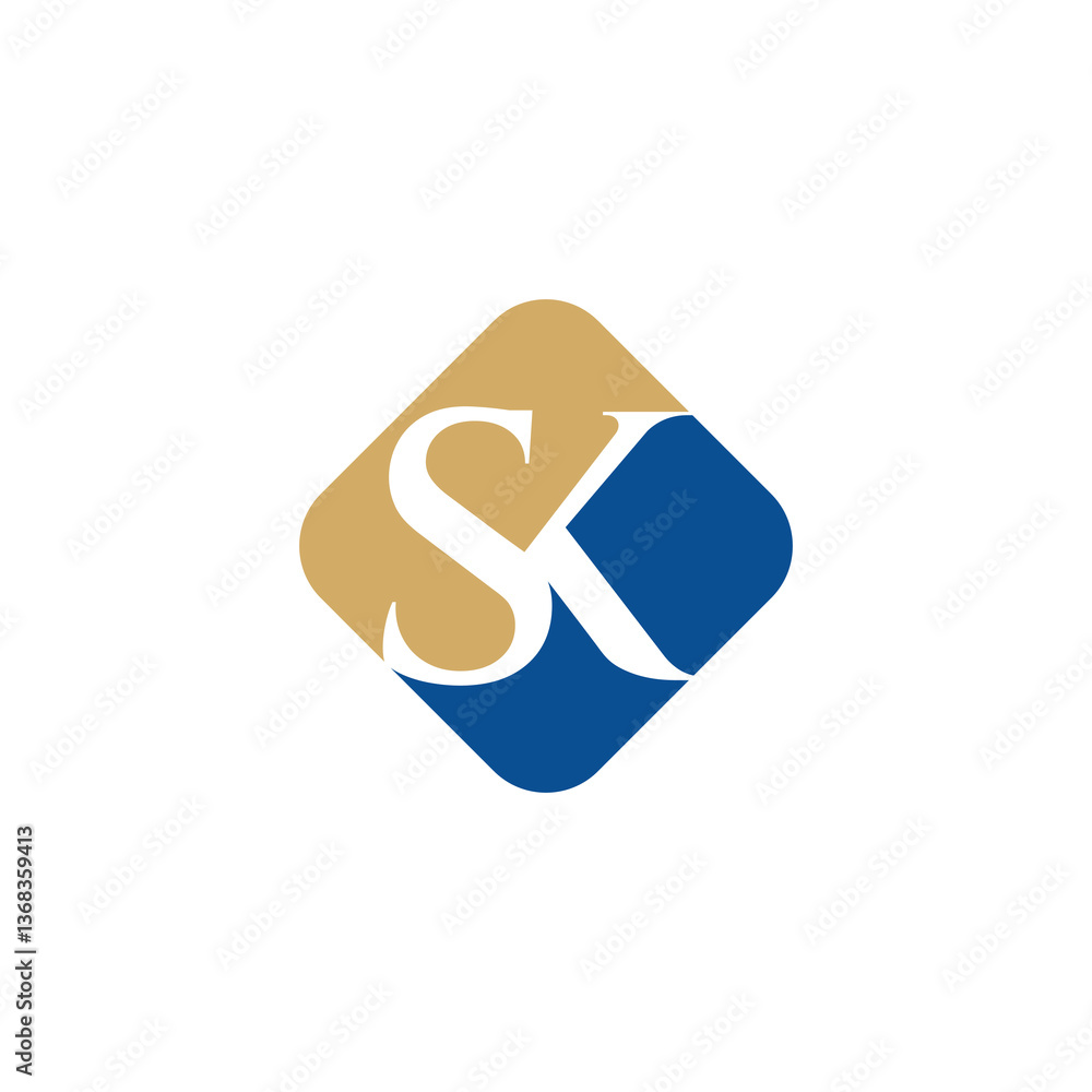 Abstract Negative Space S and K Letter Logo Design 002 Abstract Negative Space S and K Letter Logo Design 002