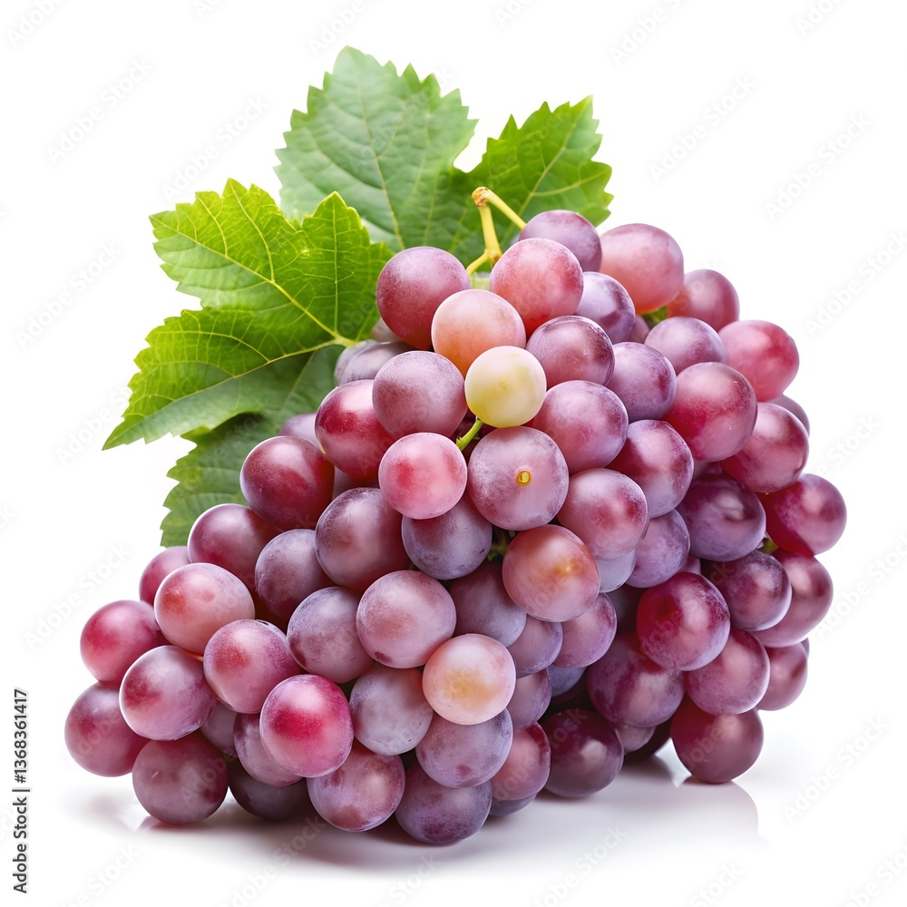 Fototapeta premium Fresh Grapes Isolated on a White Background. Juicy Grapes. Bunch of Grapes.