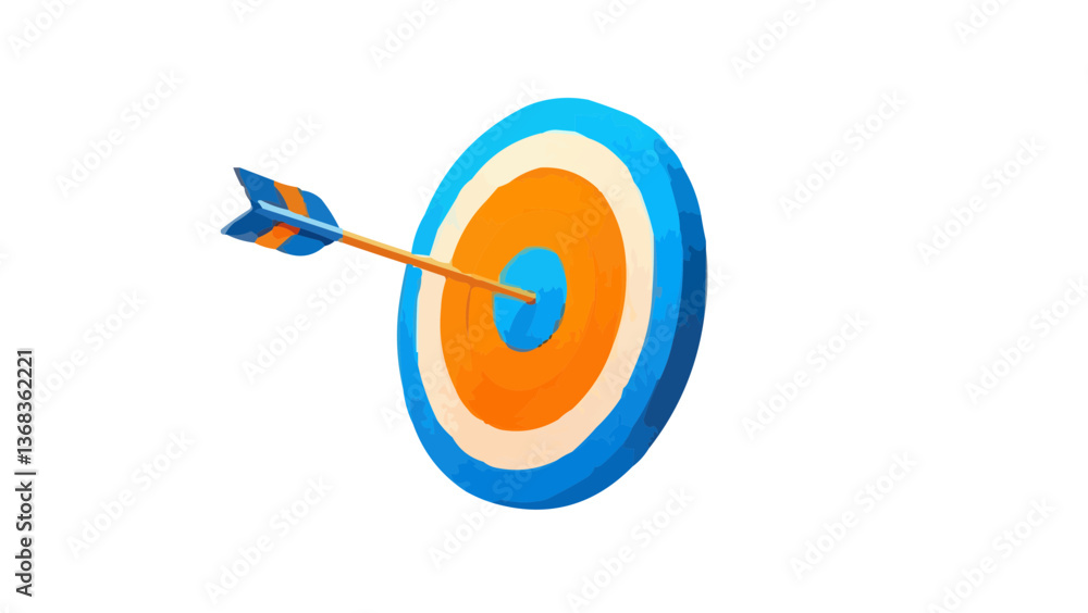 Target icon with hit in center on white background - symbol of success and accuracy Target icon with hit in center on white background - symbol of success and accuracy