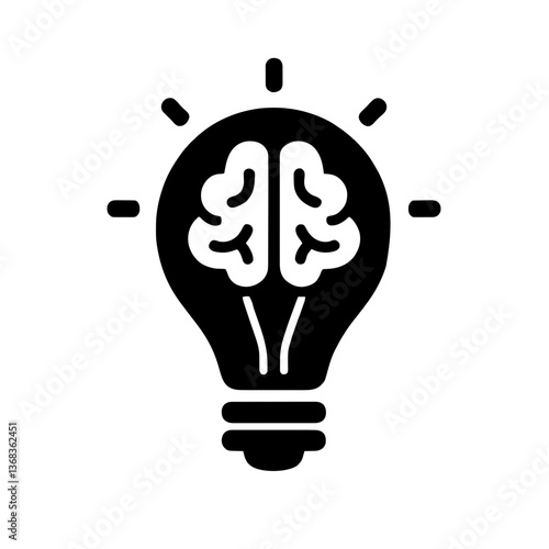 Minimalist light bulb icon with brain inside, symbolizing cognitive clarity