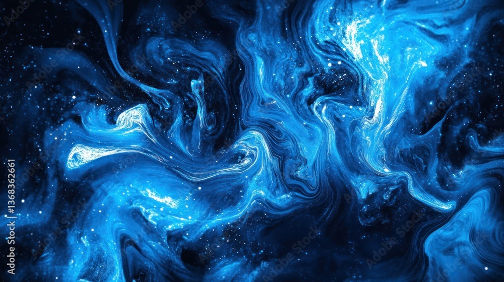 Obraz premium A swirling, blue abstract background with a galaxy-like or nebula design.