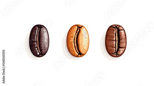 Colorful coffee beans in modern illustration style showcasing variety and richness