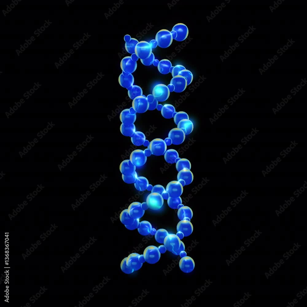 An electrically pulsing reflective scientific molecular structure on a transparent alpha channel in a seamless loop.
