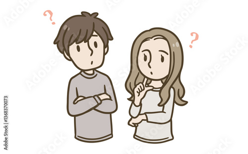 考える男女のイラスト