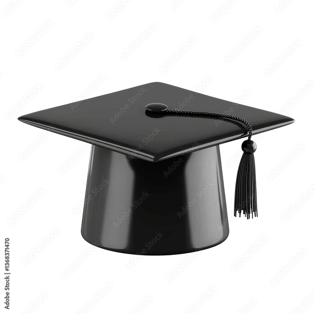 Graduation cap on a white background highlighting academic achievement and celebration