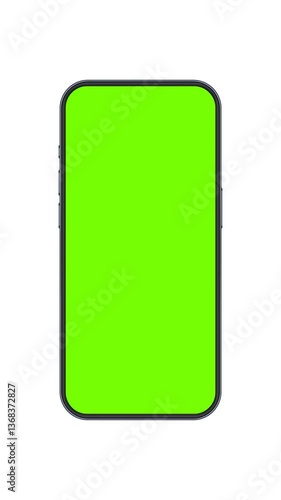 Smartphone Animated Mockup with Green Screen, Front View, Zoom Effect, Isolated on White Background. Vertical Animation for Showcasing Mobile App Design In Social Media