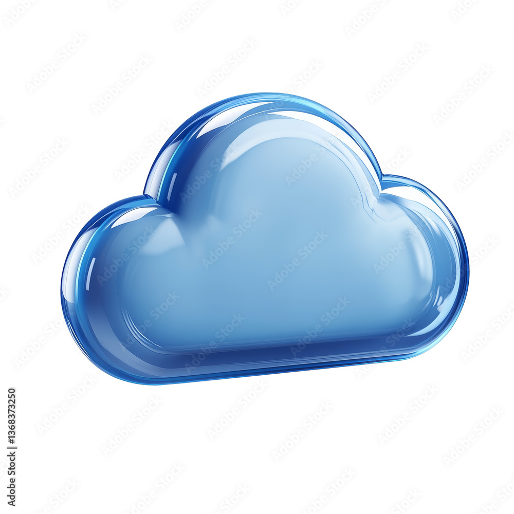 Blue cloud shape representing digital storage concepts and modern technology