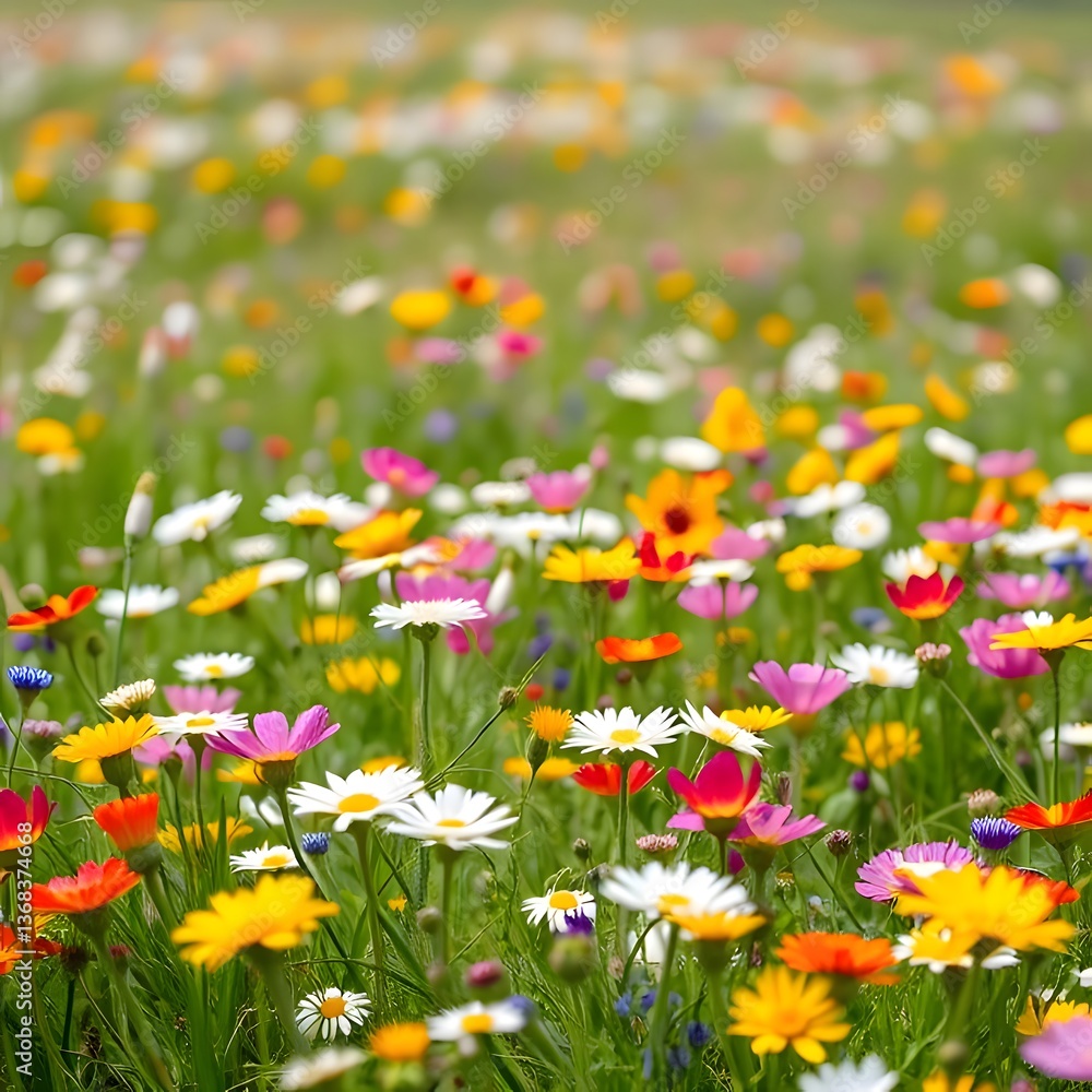 Spring meadow full of colorful flowers. Spring meadow full of colorful flowers.
