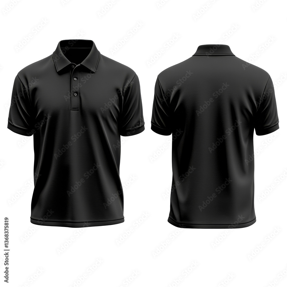 Classic black polo shirt design for casual and formal occasions shown from multiple angles