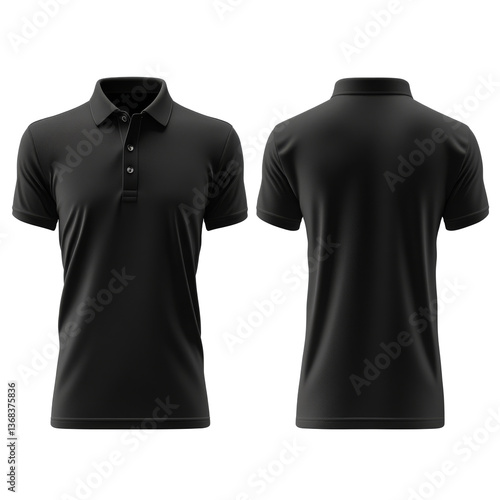 Obraz na płótnie Modern black polo shirt design shown from front and back view for versatile fashion choices w salonie