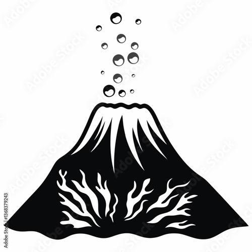  Underwater volcano eruption black silhouette
