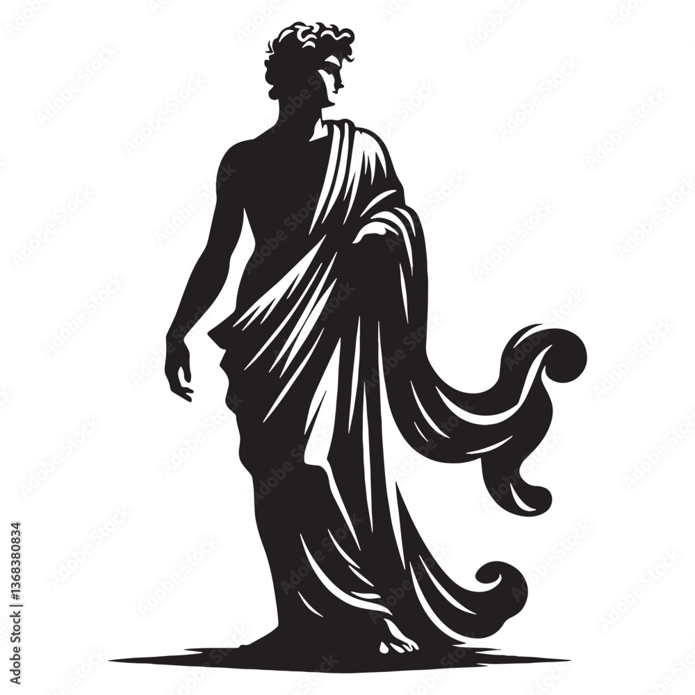 Fototapeta premium Mighty Apollo silhouette, guardian of Delphi - Apollo illustration - Apollo vector - Greek god silhouette