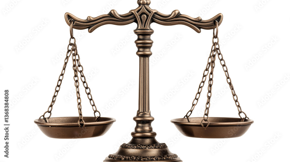 Antique balance scale on black backdrop, symbol of justice, cut out transparent Antique balance scale on black backdrop, symbol of justice, cut out transparent