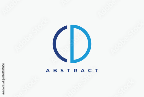 Initial Letter C D Simple Circular Logo Design	