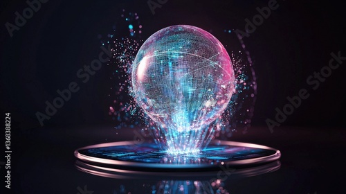 Futuristic tablet projecting holographic business data analysis