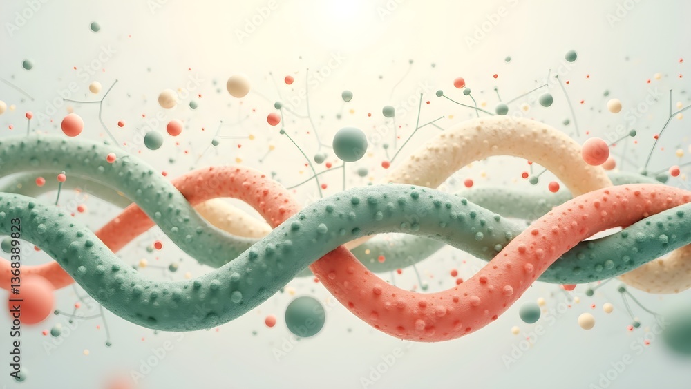 Obraz premium Abstract Colorful DNA Molecule Helix Structure for Science and Medical Research