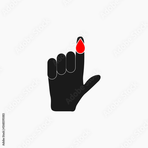 Hand finger with drop blood icon, medical health test icon  isolated on white background