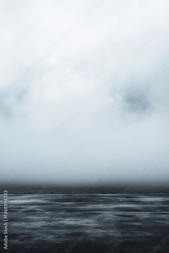 Fototapeta premium Moody Seascape Dark Grey Fog Over a Calm Ocean
